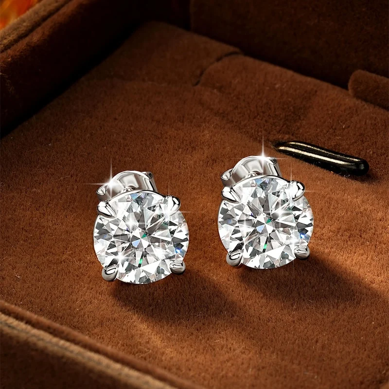 Rrjzz Solitaire Round D-Color 3mm-9mm Moissanit-Ohrstecker für Männer und Frauen 0,1CT-3CT Laborgezüchtete Diamantohrringe GRA Schmuckgeschenke – Detail 13