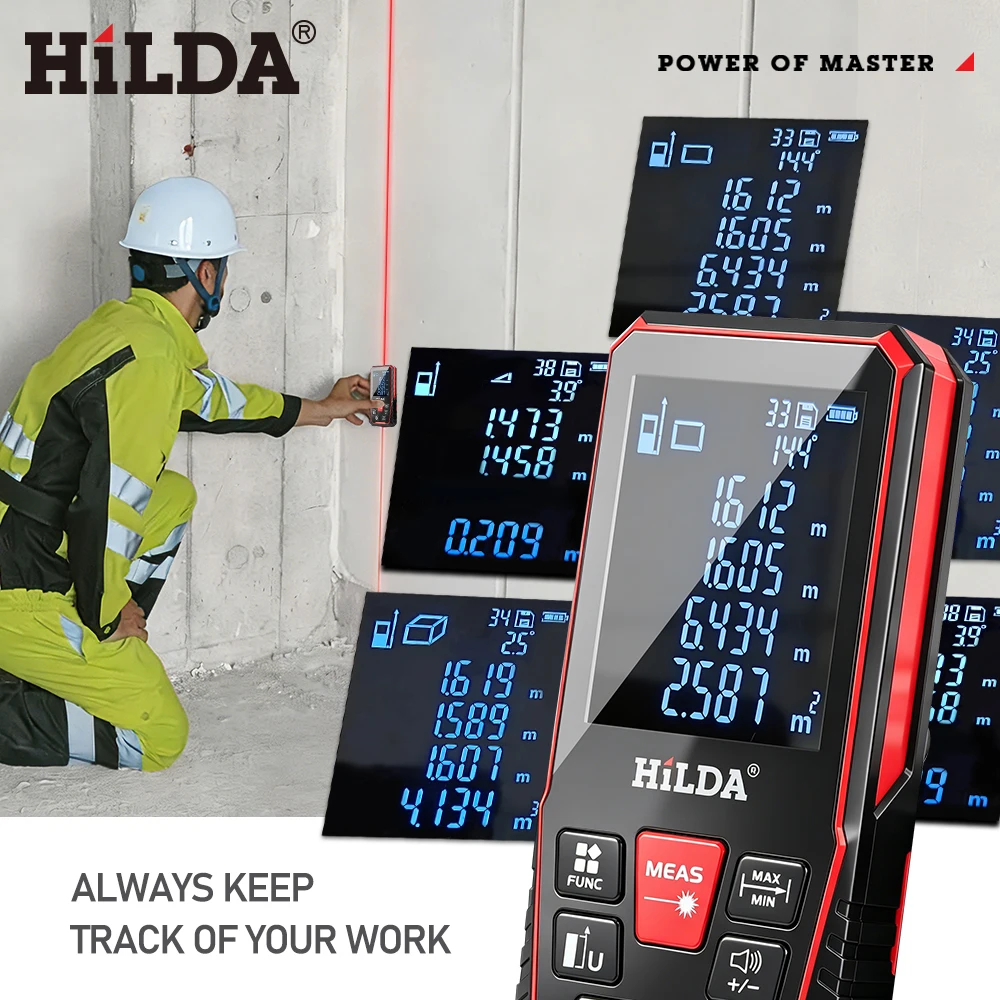 HILDA Laser Distance 50M/100M/120M Rangefinder Profesional Meter Laser Range Finder Ruler Test Tool