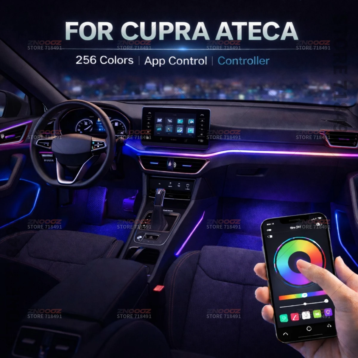 

22в1 RGB интерьер автомобиля акриловые автомобильные окружающие освещение RGB скрытая акриловая полоса украшения атмосферные аксессуары для CUPRA Ateca