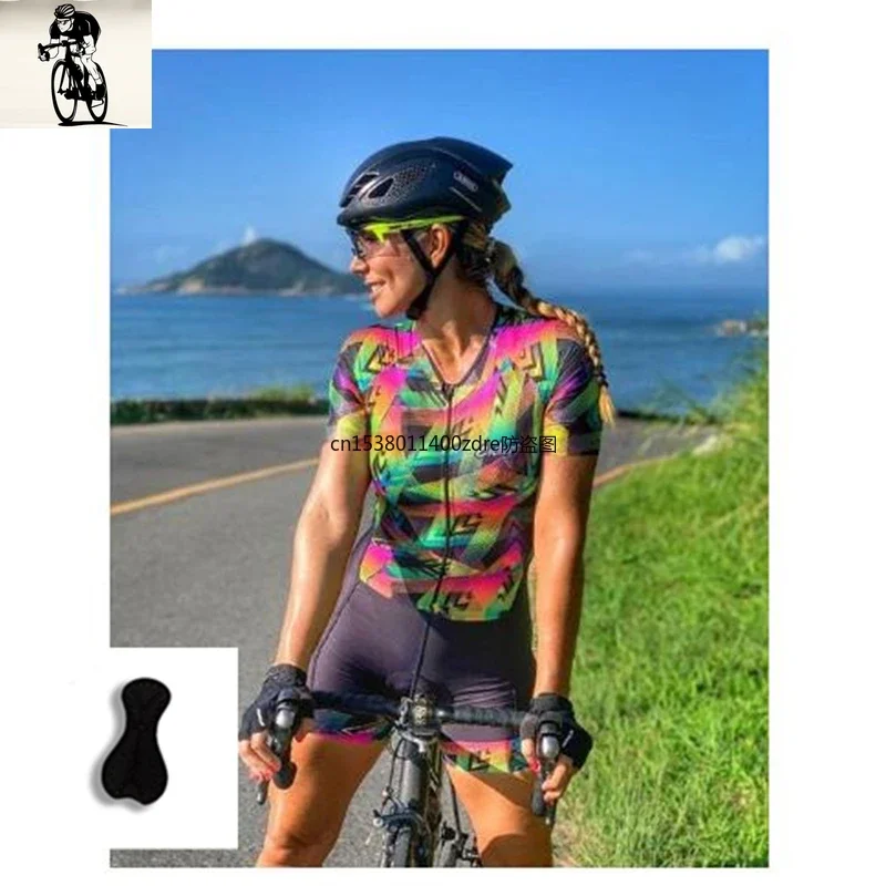 2025 High Quality Sublimation Pro Woman's Jersey Uniform Custom Cycling Team Cyclist Women Bike Racing Triathlon  Jumpsuit Sets