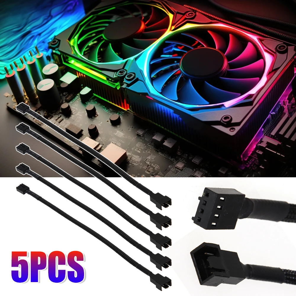 5 Pcs 4 Pin PWM Connector Case Fan Extension Power Cable 26CM Male To Female Extending Cable PWM Fan Cable for Computer Case Fan