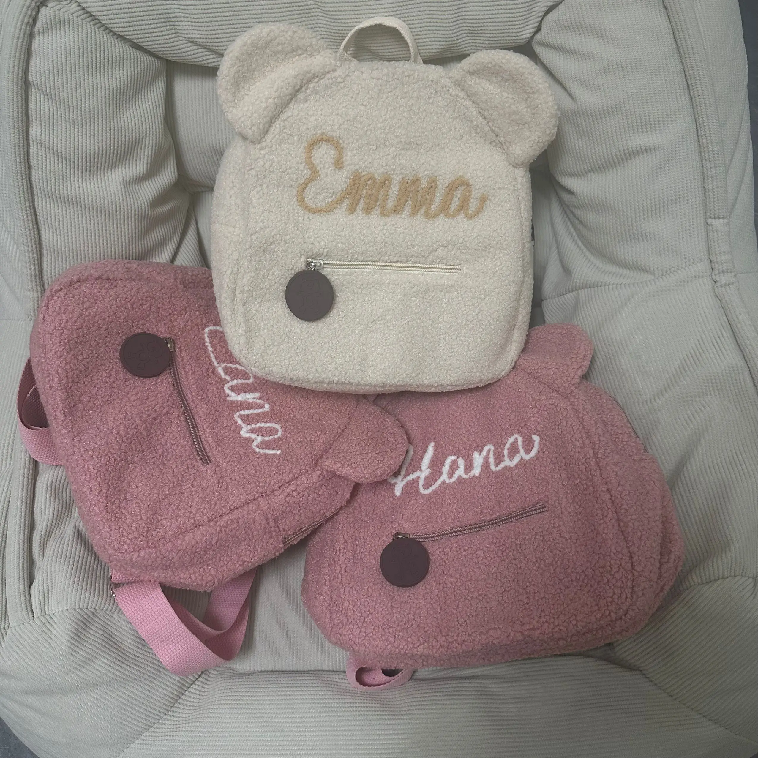 

Personalized Rope Embroidered Teddy Bear Backpack Custom Name Portable Children's Travel Shopping Bag Backpack Newborn Gift