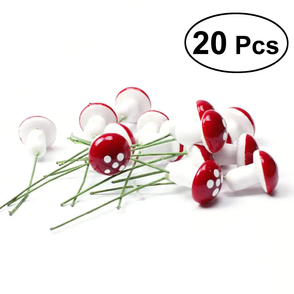 

20 Pcs Simulated Mushroom Mini Garden Ornament Decor Decorations Flower Pot Micro Landscape Decors Bonsai Accessories
