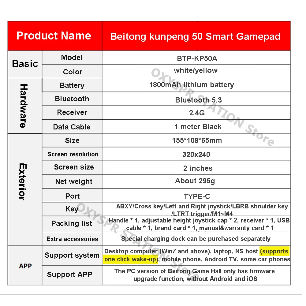 Original Betop Beitong Kunpeng 50 Smart Gamepad Wireless Bluetooth Game Controller For Nintendo Switch PC TV Mobile Phone RGB