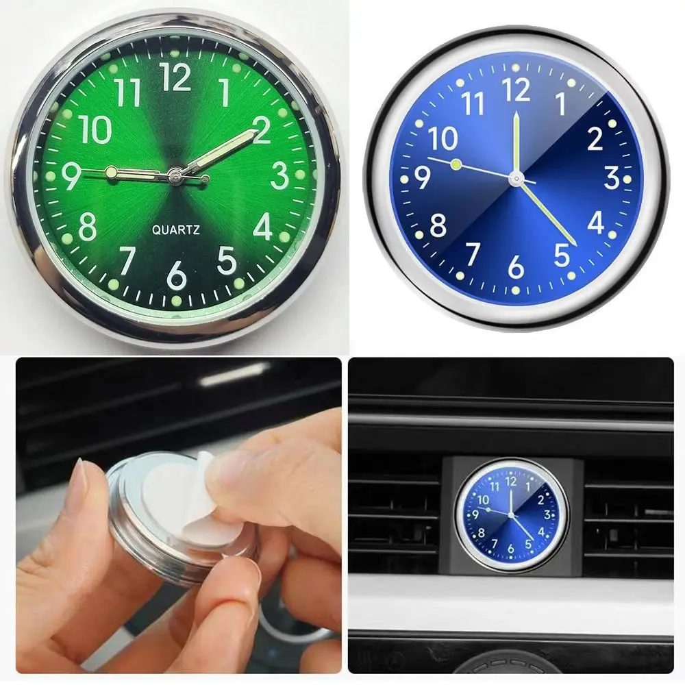 Mental Car Clock Waterproof 40mm with Clip Quartz Clock Dashboard Double Side Tape Electronic Watch Auto