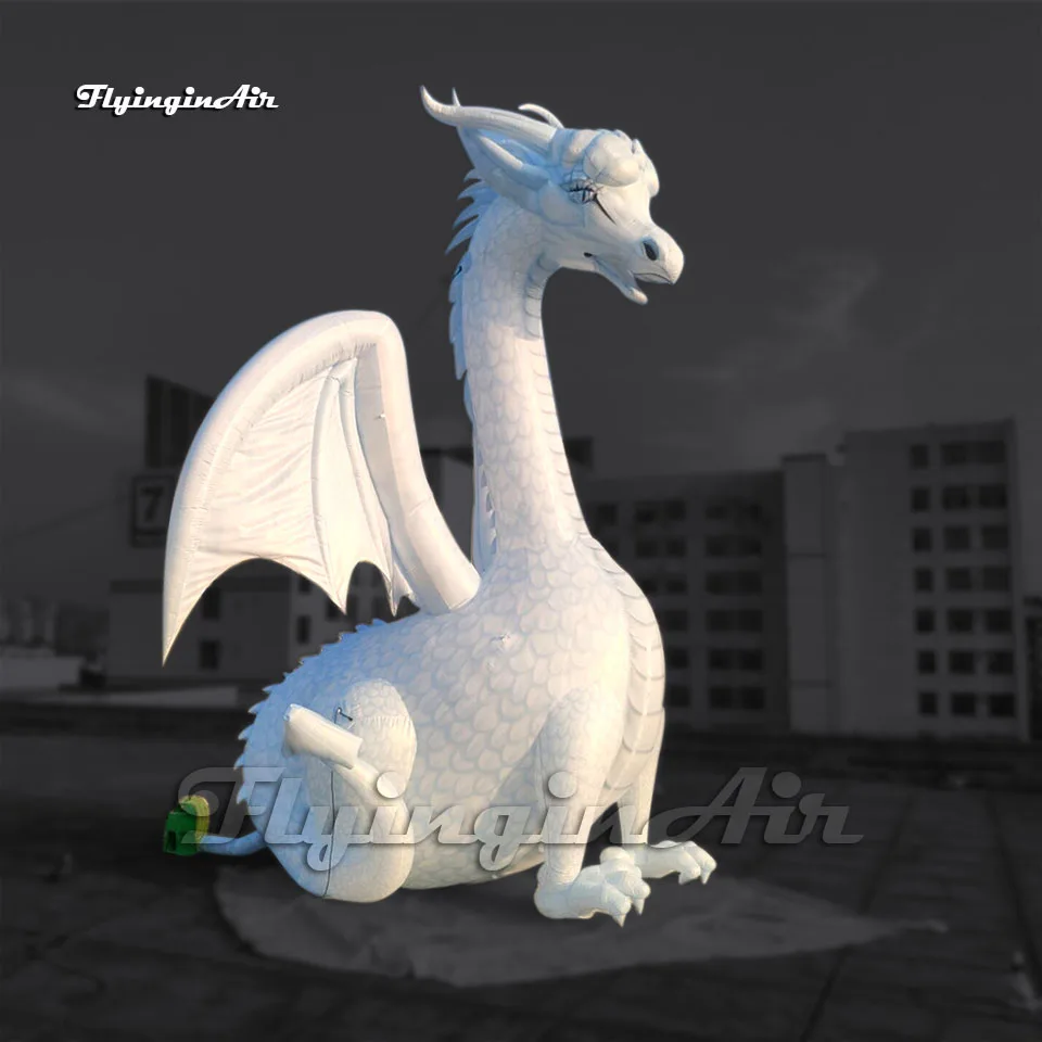 Amazing Large White Inflatable Dragon Legendary Mysterious Air Blow Up Flying Ice Dragon With Wings For Carnival Event