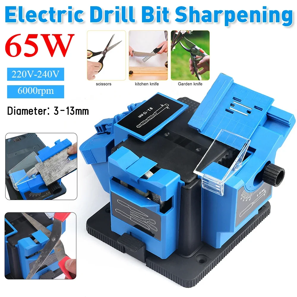 6000RPM Drill Bit Knife Scissor Sharpener Grinder Multifunction Electric Sharpener 220V-240VPortable for Knife Chisel HSS Drill