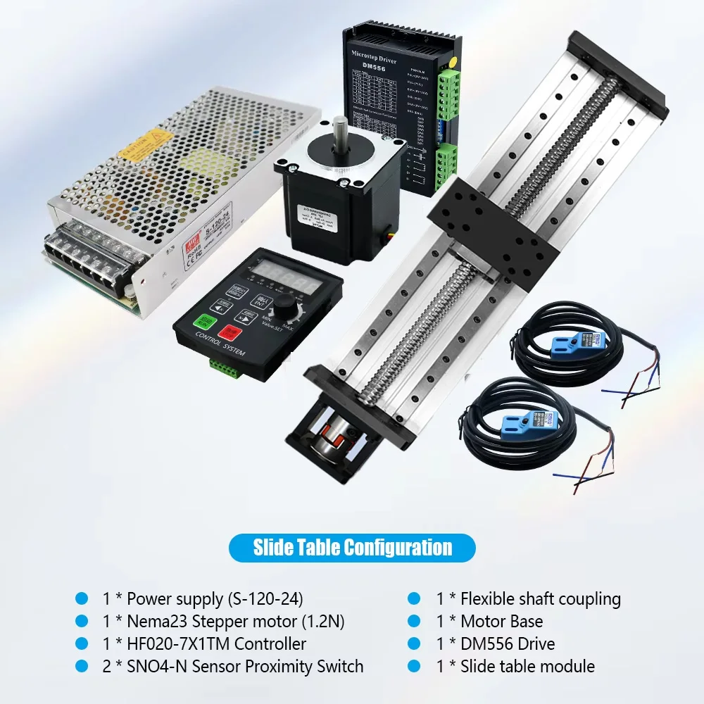 CNC Sliding Table 100mm 250mm 300mm 500mm Motorized Linear Rail Platform Nema 23 Motor Drive Kit Linear Stage XYZ Axis