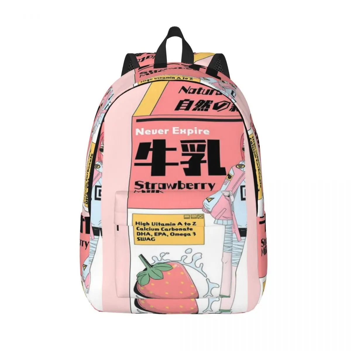 

Anime Milk Box Strawbery Simple and Stylish Backpack Canvas Backpack Backpacks