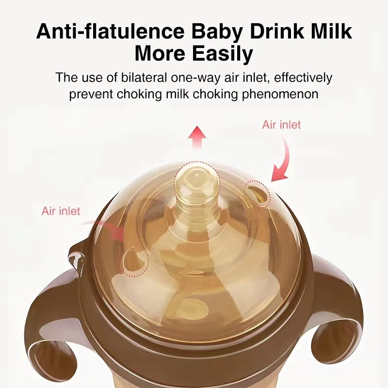 Full silicone breast milk imitation anti bloating bottle, BPA free, anti drop and durable, the best photography accessory