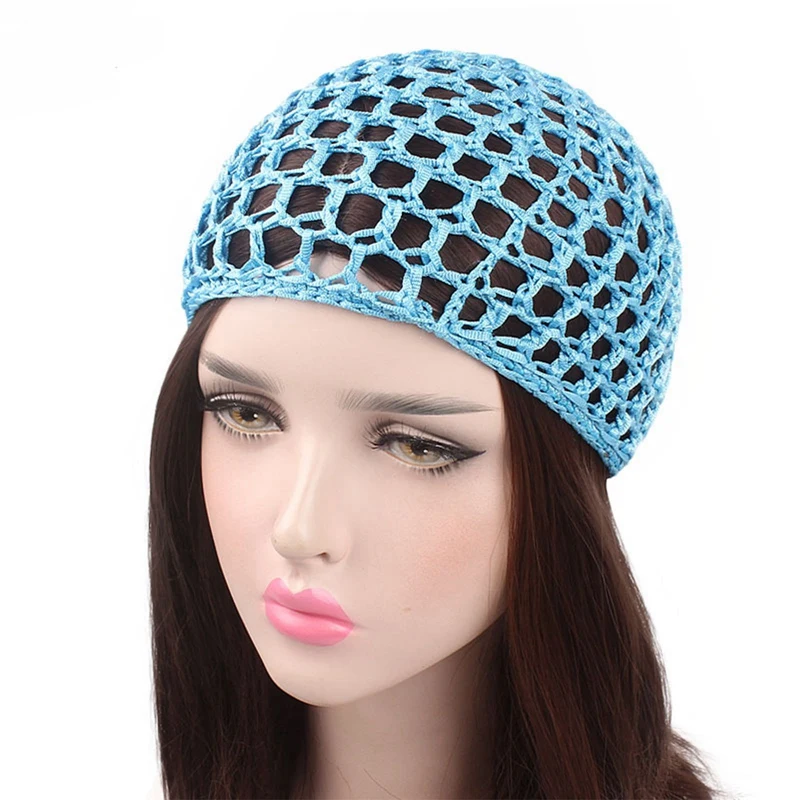 Topi Kufi untuk wanita pria, topi doa Islam Beanie Kufi Aksesori bernapas musim panas Crochet buatan tangan