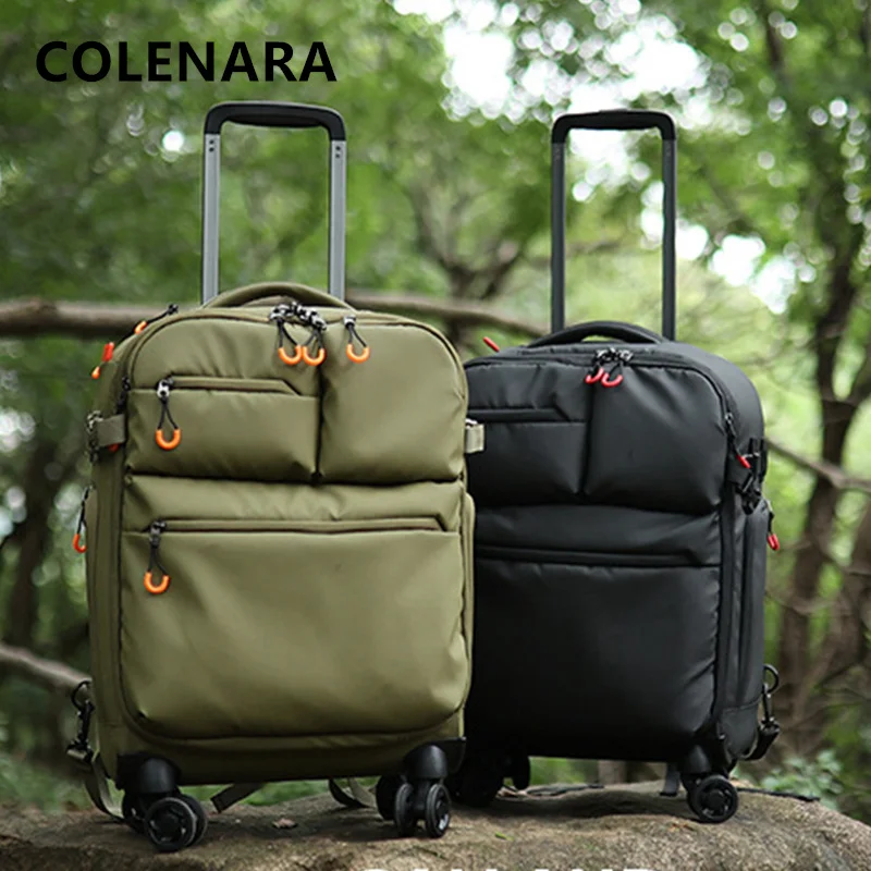 COLENARA حقيبة عالية الجودة 18 بوصة أكسفورد القماش الصعود صندوق الرجال حقيبة تروللي بعجلات السفر التصوير حقيبة المتداول الأمتعة