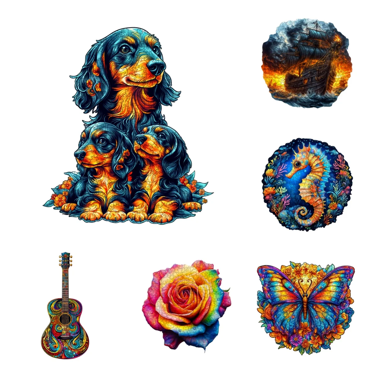 Unique Butterfly Seahorse Dog Wooden Puzzle Adolescent Adult Stress Relief Toys Irregular Animal Shapes Holiday Birthday Gift