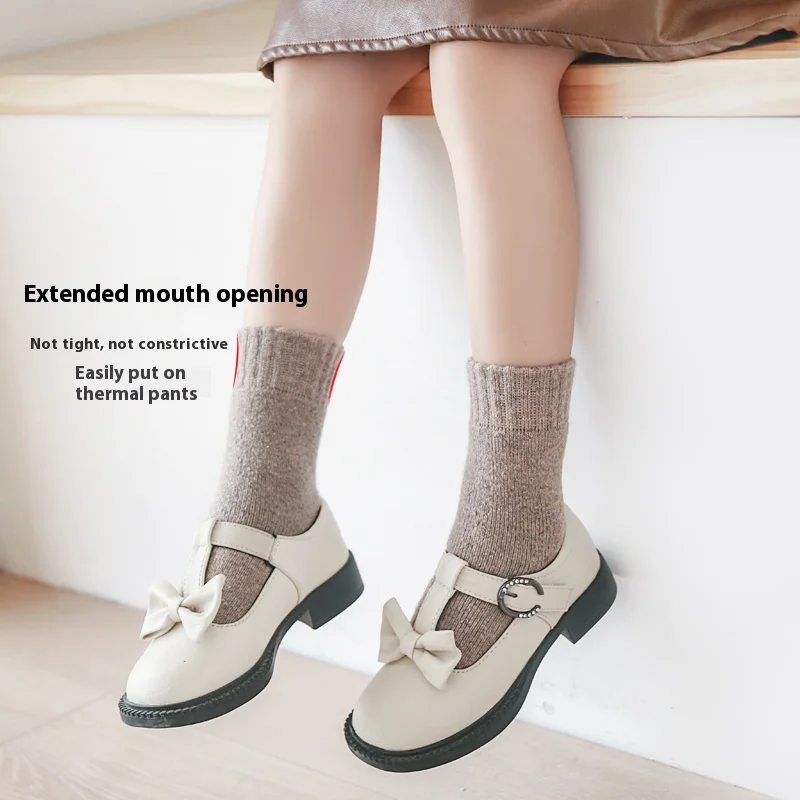 4 أزواج من الجوارب القصيرة المصنوعة من الصوف والنعل السميك للأطفال من عمر 3 إلى 15 سنة، جوارب طويلة دافئة من الكشمير