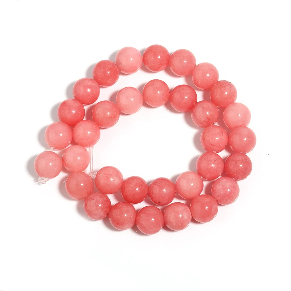 1 Strand/Lot Natuurlijke Roze Chalcedoon Stenen Kralen Spacer Jades Kraal voor Sieraden Maken DIY Armband Ketting Accessoires