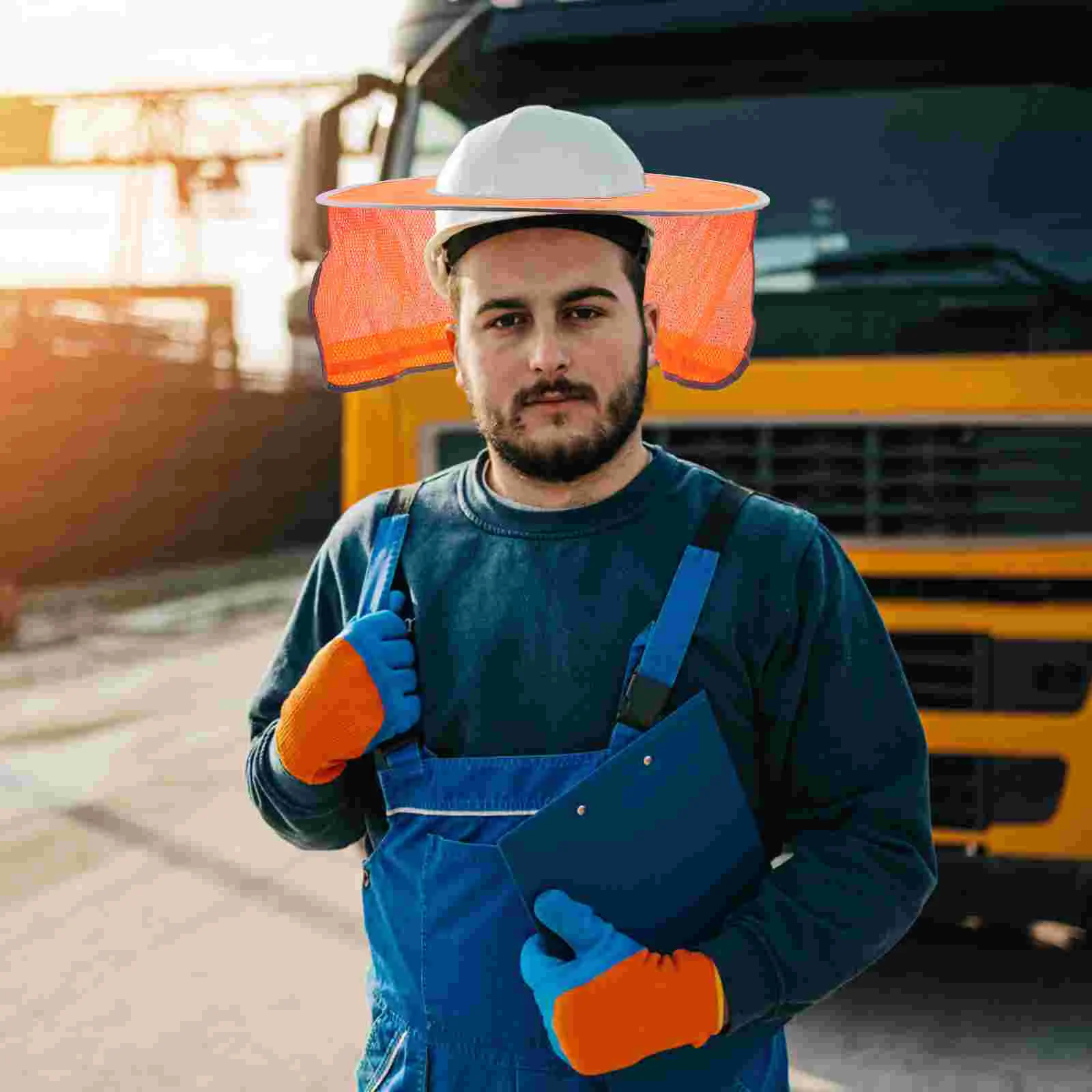 Topi keras pelindung dari sinar matahari, topi jaring bertepi penuh, lampu pelindung leher, Visor konstruksi, serat kimia untuk kanopi