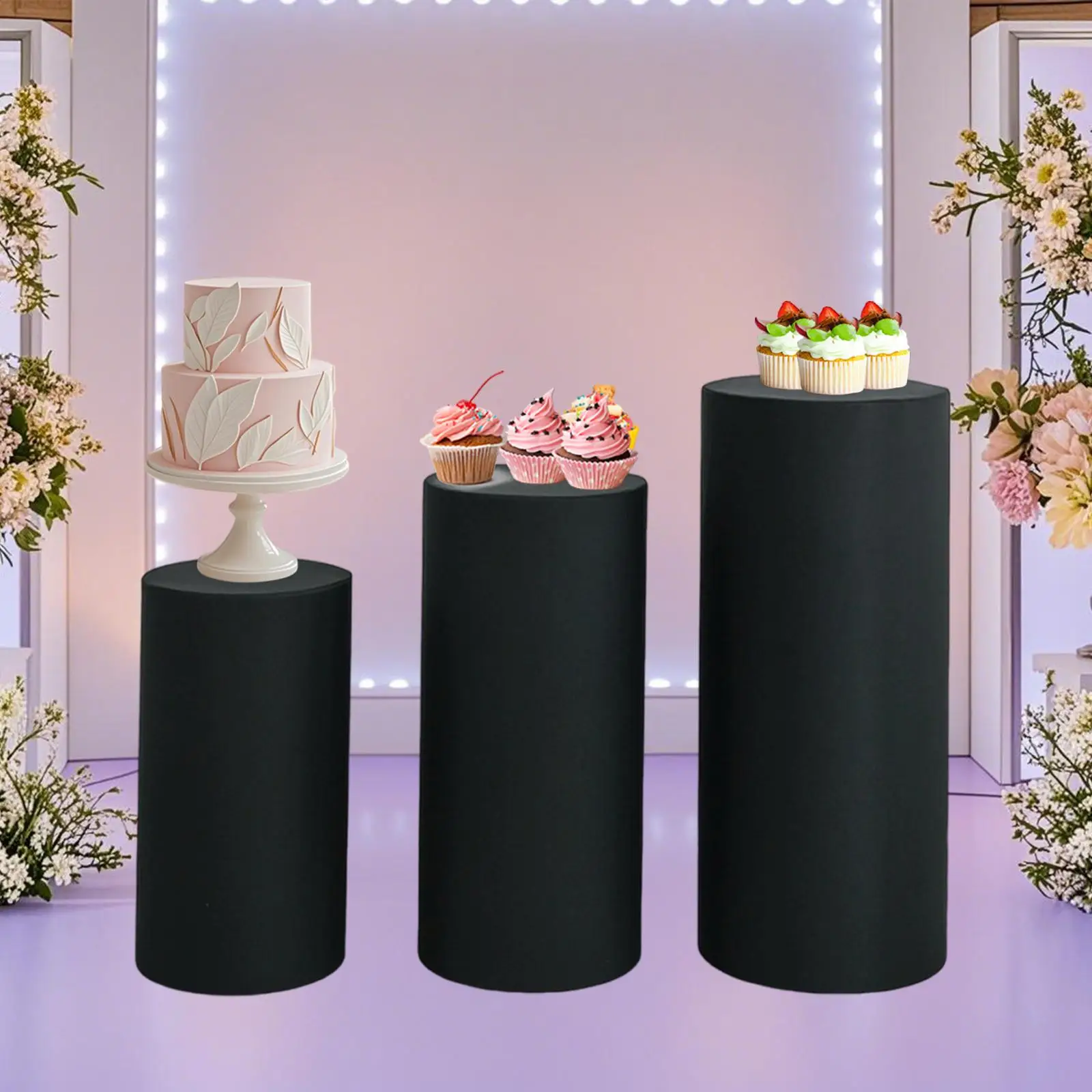 

Cylinder Plinth Cover, Wedding Party Decor Prop, Round Dessert Table Cover for Anniversary Engagement