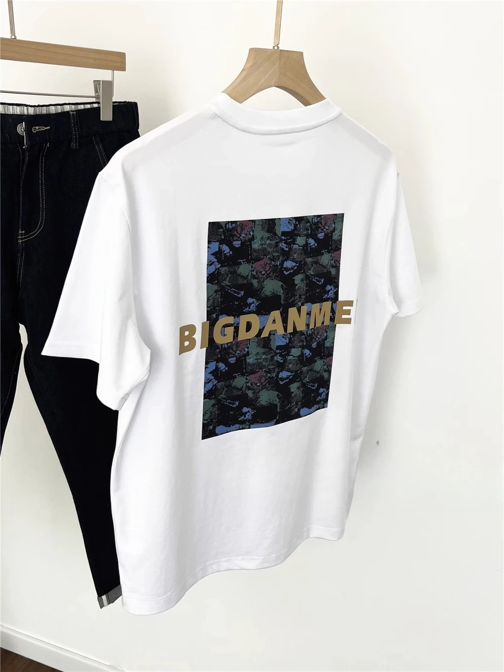

Spanish Ins Art Print Niche Trendy Brand Pure Cotton Short Sleeved T-shirt for Men, Loose Fitting Couple Half Sleeved