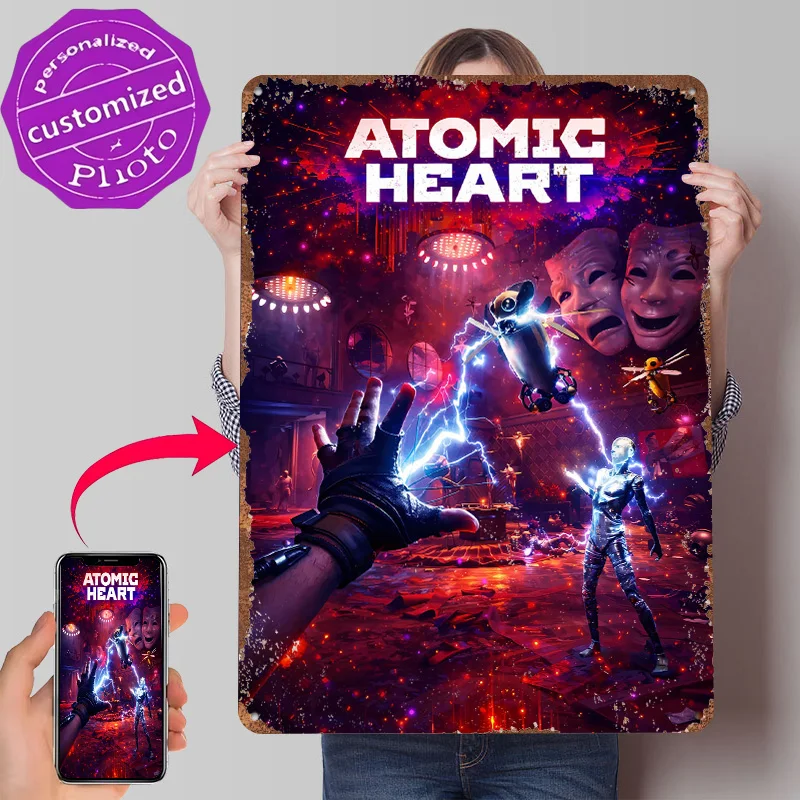 Atomic Heart Game Metal Poster Customized Wall Art Retro Vintage Tinplate Signs for Decoration Home Decor Items Room Accessories