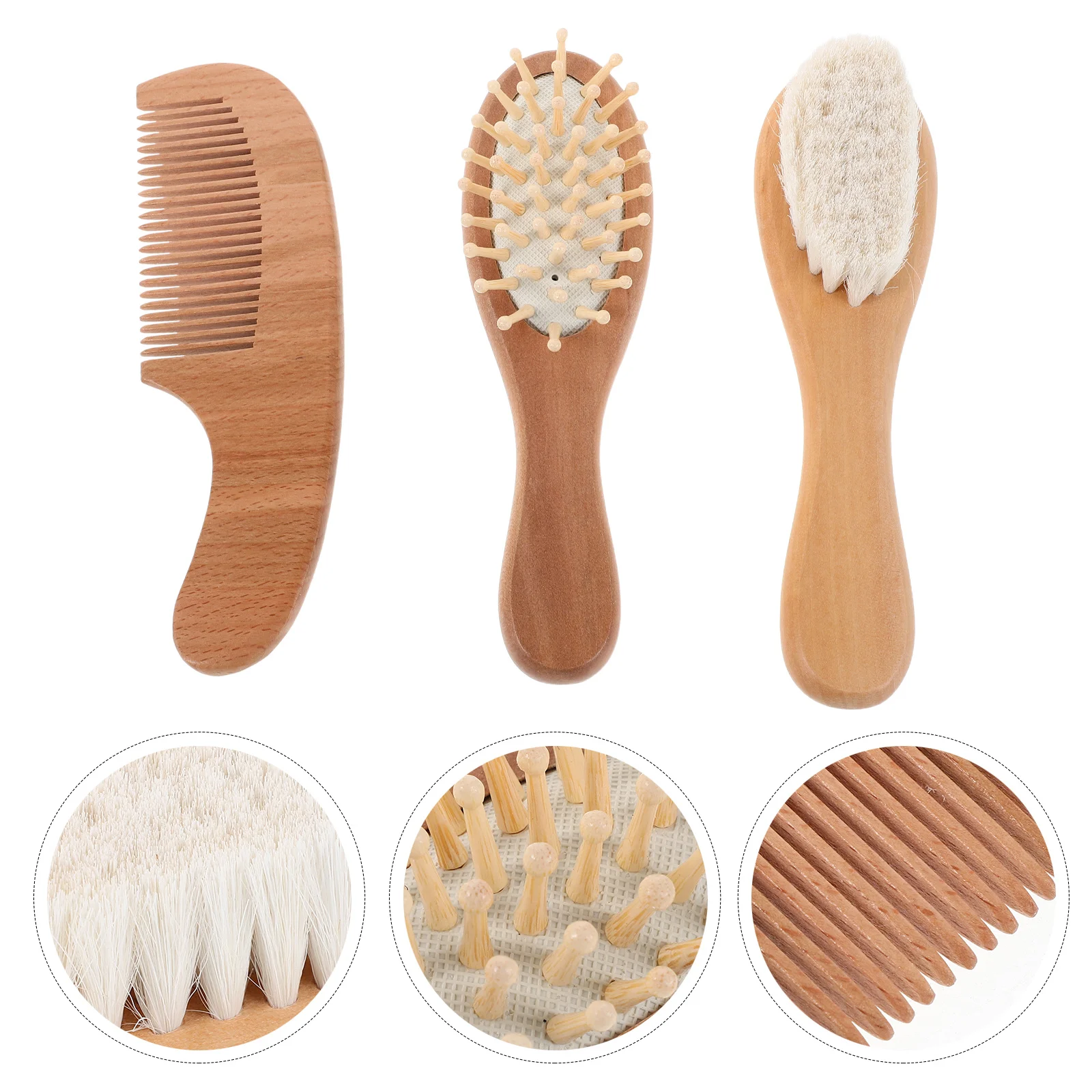 

1Set Baby Hairbrush Comb Soft Wool Bristles Toddler Newborn Gentle Scalp Care Kids Hair Styling Kit Hair Brush Set for Kids