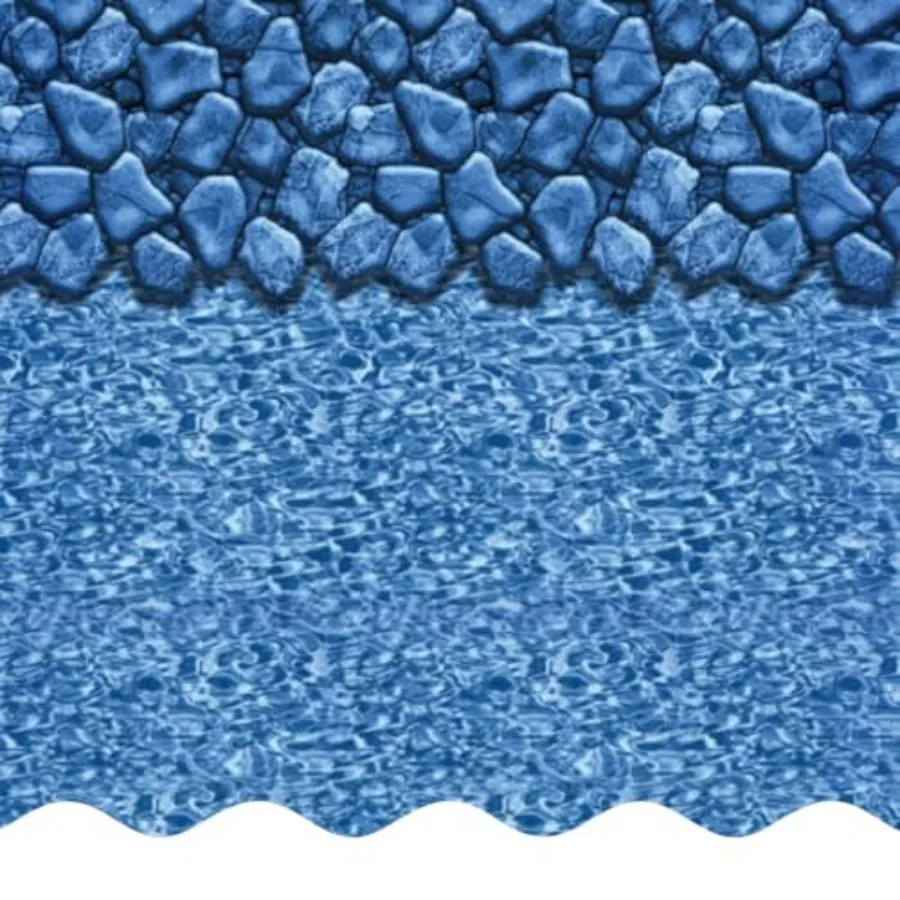 

Above ground swimming pool liner for steel sided pools, virgin vinyl, blue, 27 ft round with 54 in wall height and overlap styl