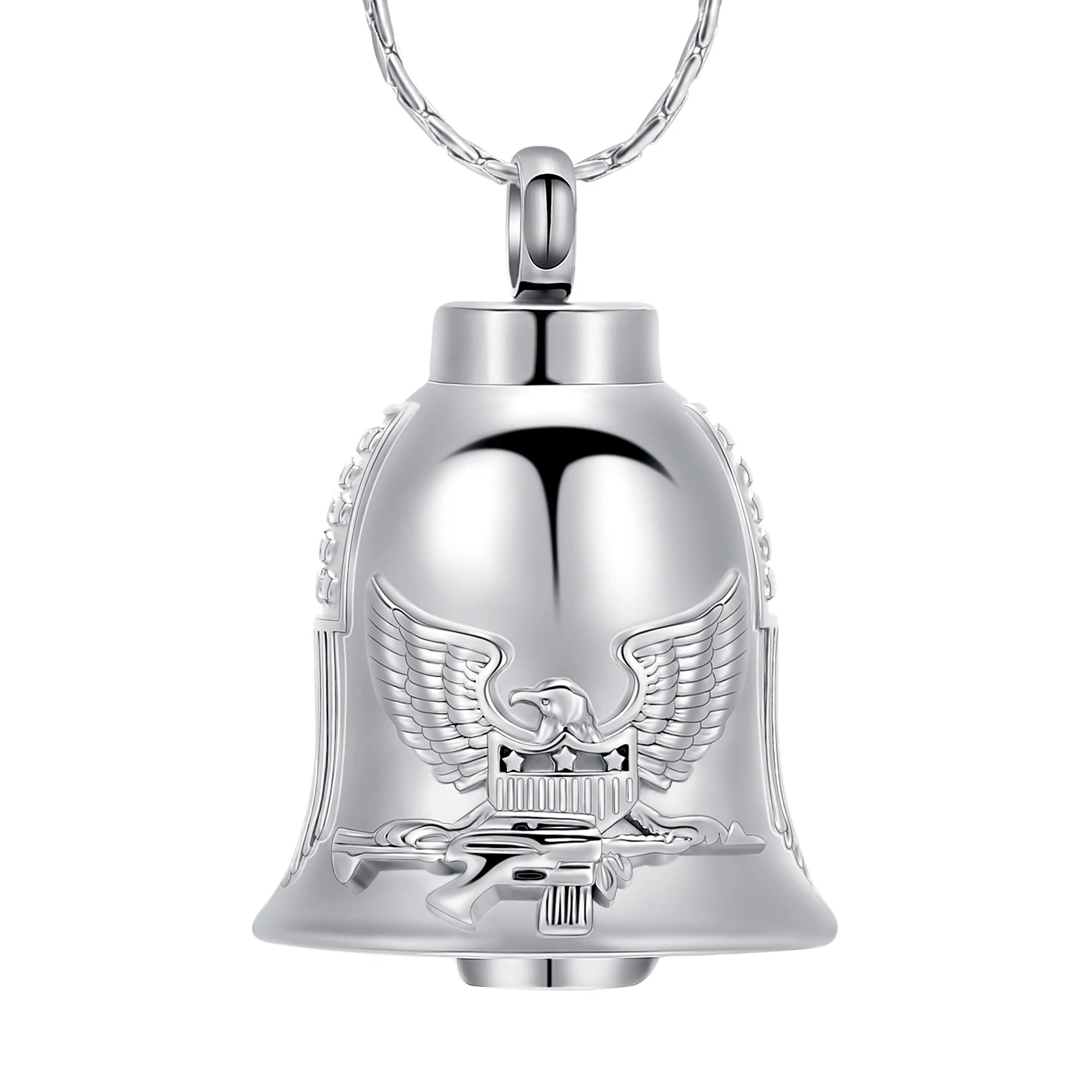 Cremation Jewelry for Ashes Eagle Bell Pendant Urn Necklace for Women Men Stainless Steel Ash Holder Keepsake Memorial Gift