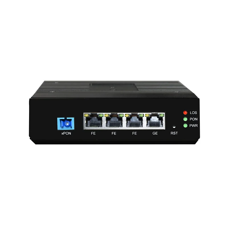 Montagem em trilho DIN XPON ONT de grau industrial 1 porta GE + 3 portas FE EPON GPON ONU