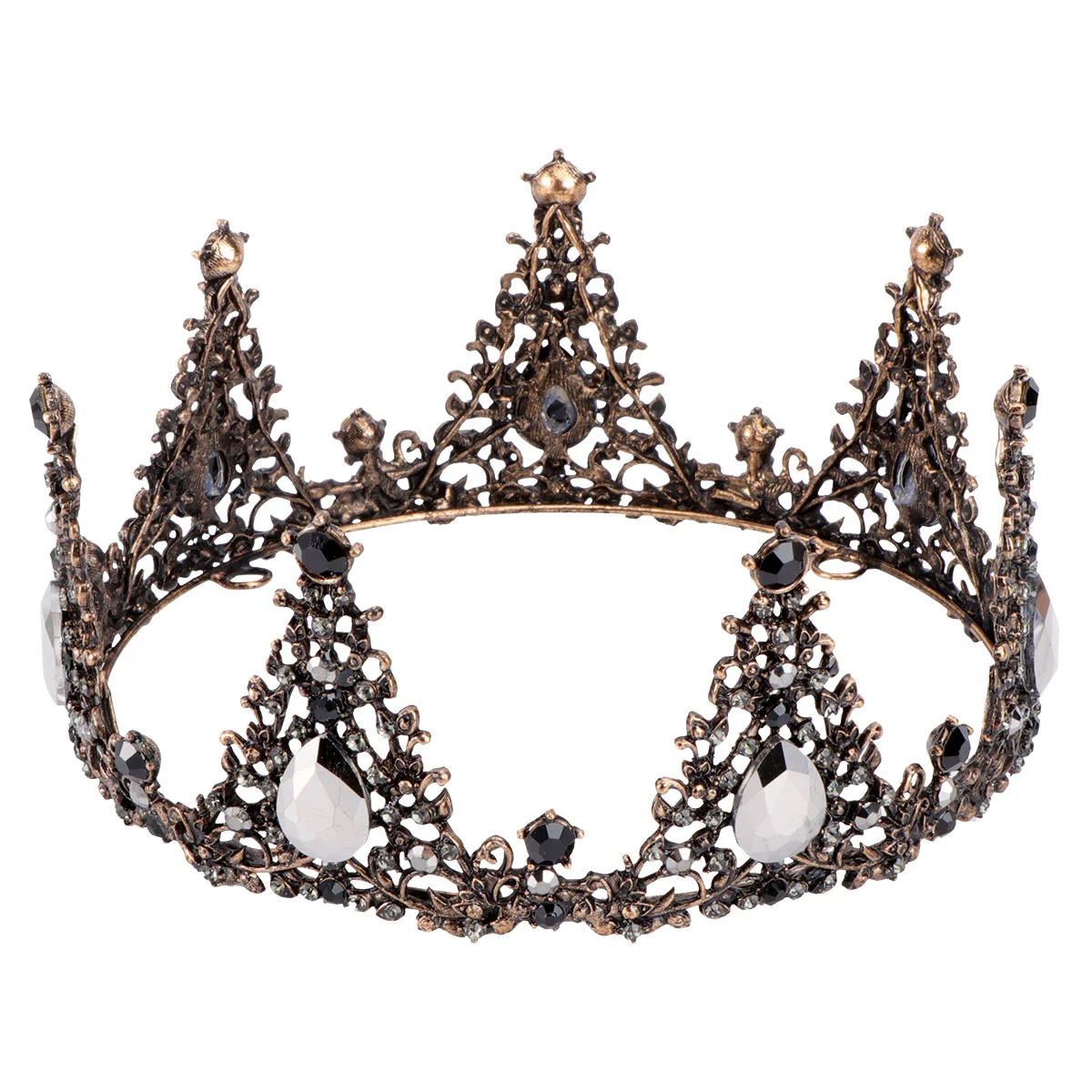 

Baroque Black Crown Princess Rhinestone Hair Hoop Holiday Headband Photography Headpiece Women's