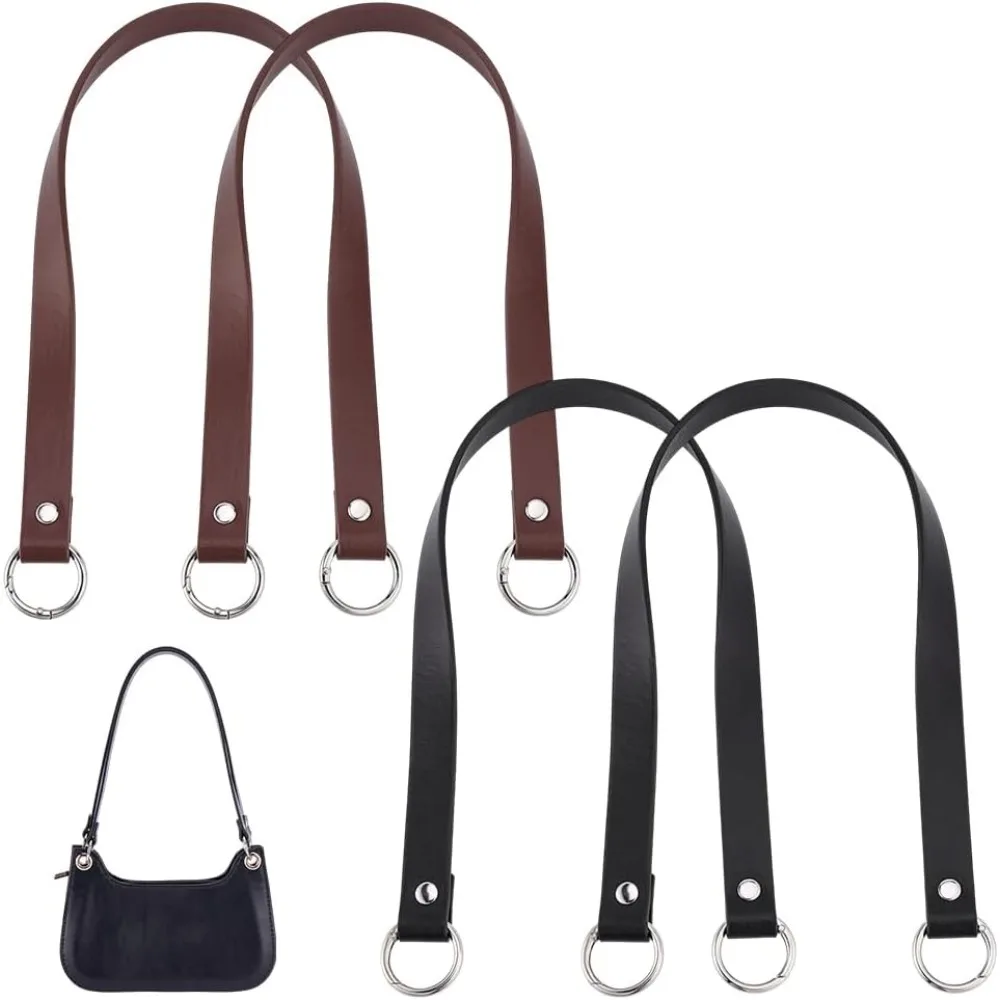 

4Pcs 22.5" Purse Leather Handles Replacement Purse Shoulder Strap Leather Bag Strap Leather Purse Handles with Alloy Spring Gate