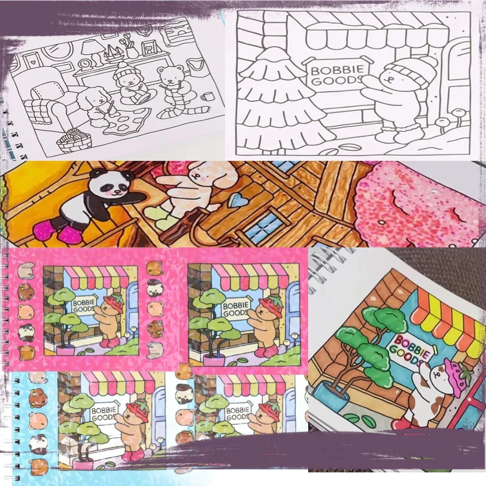 

New Coloring Book Creative Pudding Bear Graffiti Adorable Creatures Painting Gift Cute And Cozy For Adults & Teens