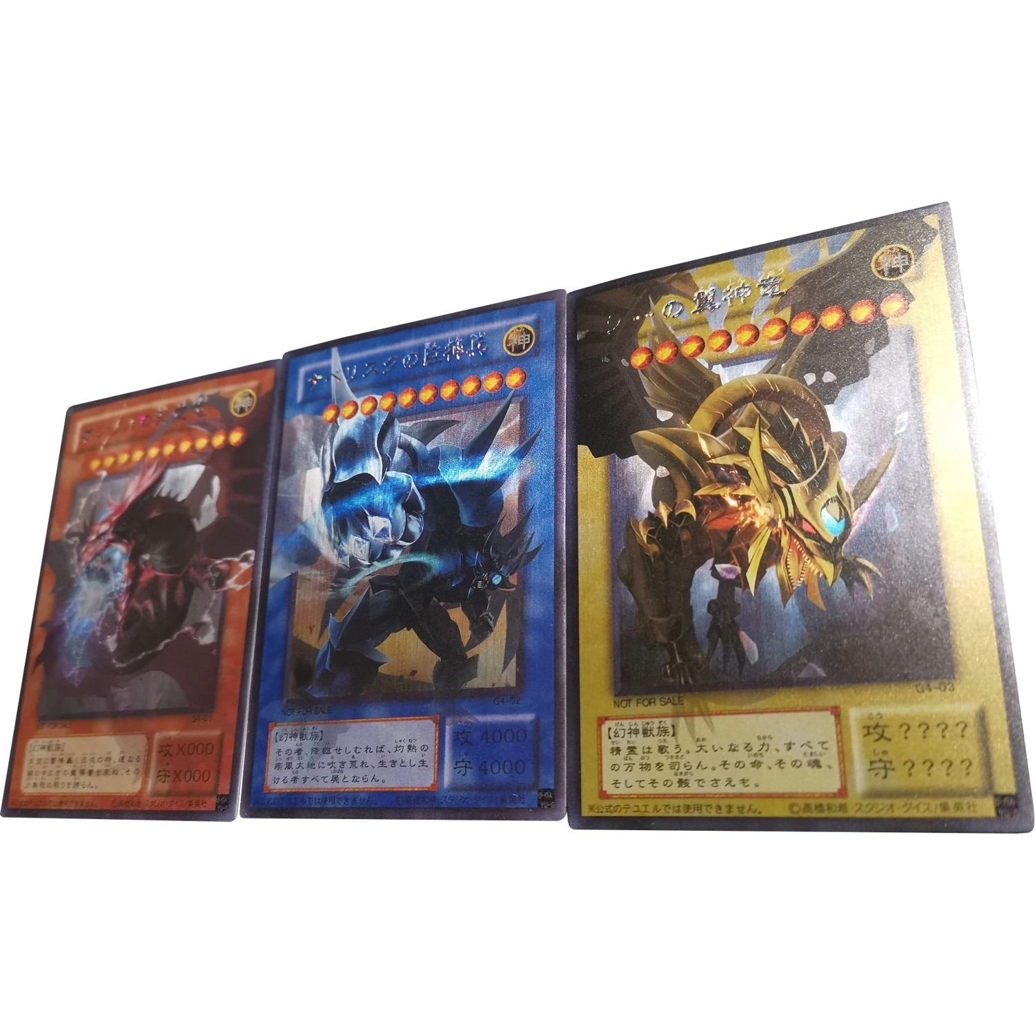 3Pcs/set Yu-Gi-Oh! Egyptian God G4 Slifer the Sky Dragon Obelisk the Tormentor Flash Card Game Anime Collection Cards Gift Toys