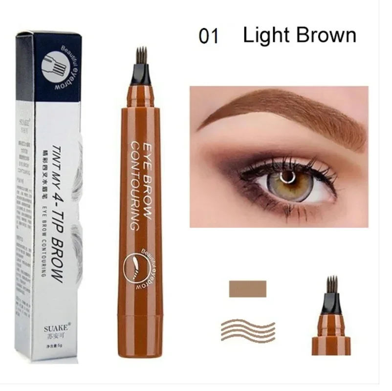 Liquid Four-pronged Eyebrow Pencil Waterproof Natural Long Lasting Fork Tip Eyebrow Tattoo Pencil Fine Sketch Eye Brow Enhancers