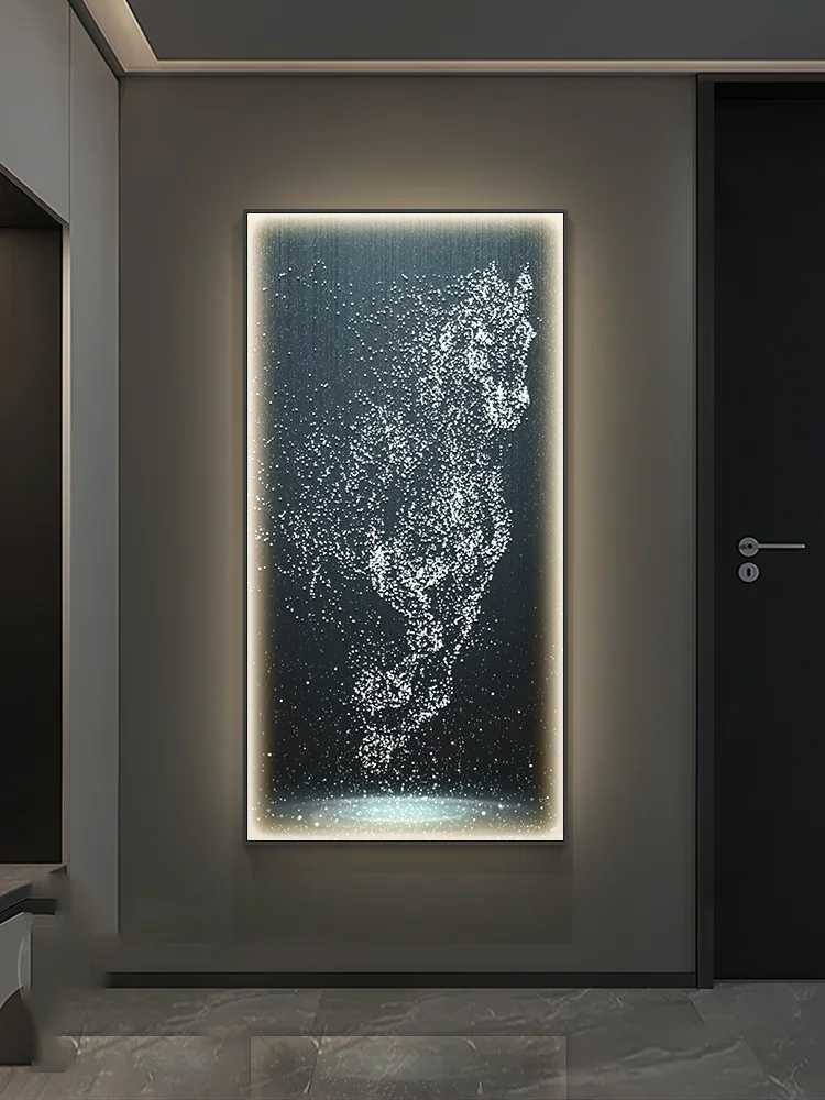 Imagem -03 - Moderna Luz Led Pendurada Pintura Alpendre Arte Cavalo Abstrato Italiano Sala de Estar Corredor Luz Mural Decoração