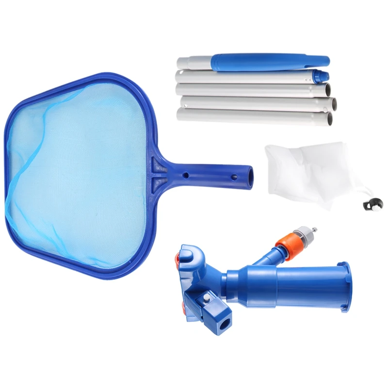 Pool Vacuum Cleaner,2 In 1 Pool Cleaning Kit Portable Jet Vacuum Head Pool Maintenance Kit With 5 Pole Section & Skimmer