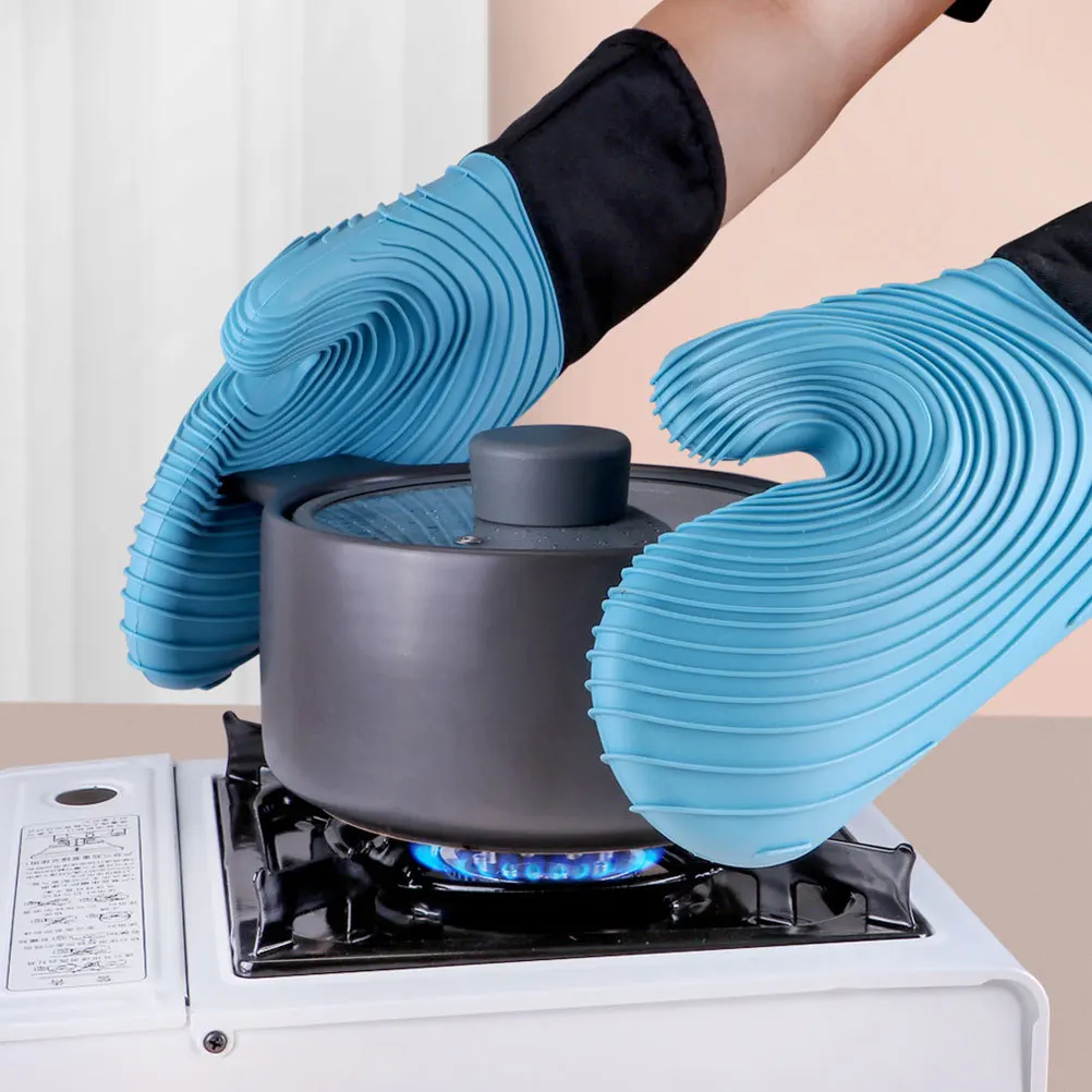 

Heat Resistant Silicone Oven Mitt Kitchen Glove Thick Insulated Baking Glove Non-Slip Anti-Scald Oven Gloves Kitchen Essentials