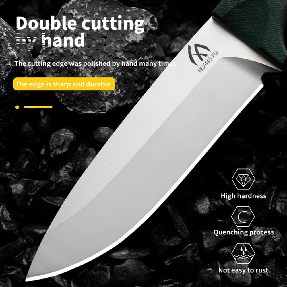 HUANGFU CPM-S30V Steel Outdoor Knife Fixed Blade Hiking Hunting Knife Survival Rescue Knife Self Defense Knife Gift for Men