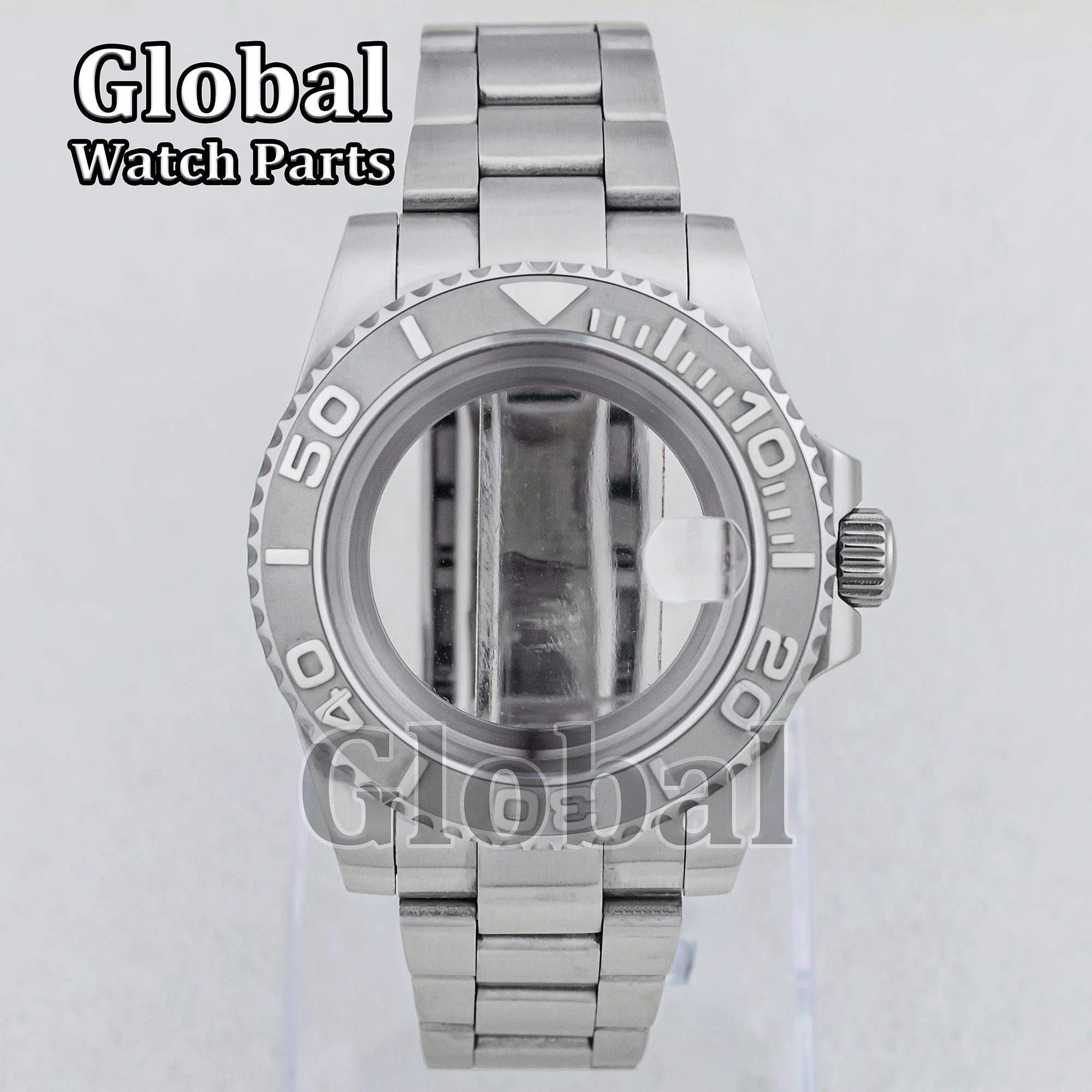 Caja de reloj de acero inoxidable para SUB GMT, correa sólida, parte inferior de cristal, resistente al agua hasta 5ATM, accesorios para reloj, piezas de repuesto