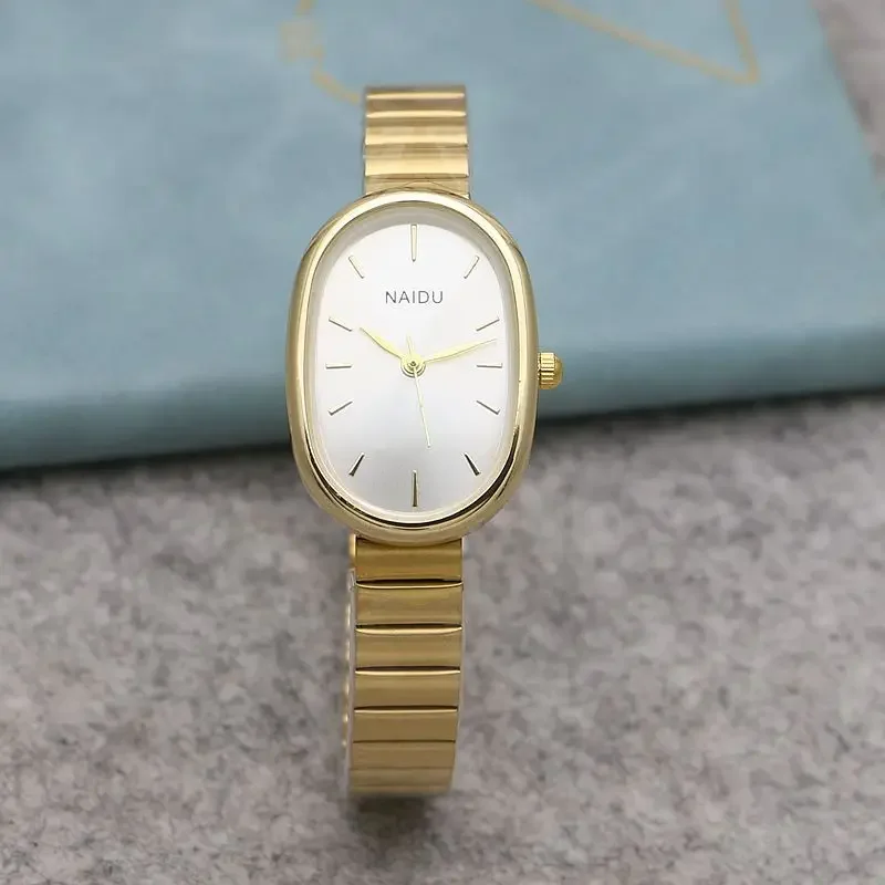 Fashion Luxury Women Quartz Watch Stainless Steel Oval Small Dial Bamboo Strap Girls Students Wrist Watches Dropshipping Relogio