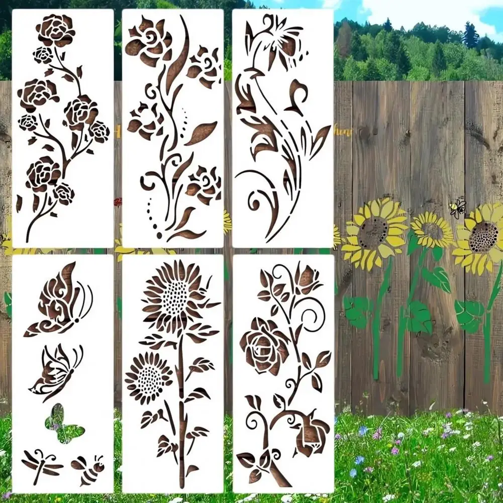 Plantillas de pintura para decoración de valla de pared, plantillas de formas de hoja de tallos de flores naturales, proyectos de bricolaje, plantillas de pintura