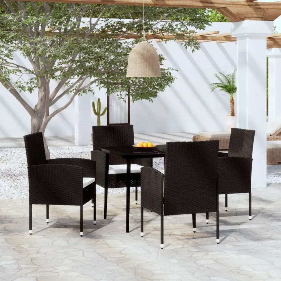 

5 Piece Patio Dining Set Black