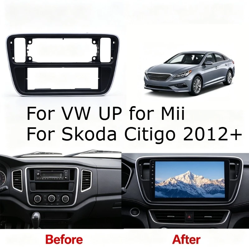 1 Din Car Radio Fascia Frame for VW UP for Mii for Skoda Citigo 2012+ Adapter Frame Bezel Panel Installation Dash Kit