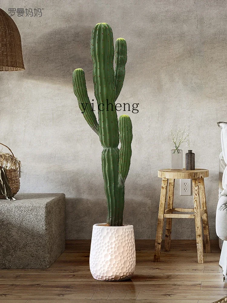Zf Plant Moroccan Cactus Potted Cactus Column Bonsai Floor Decoration Ornaments