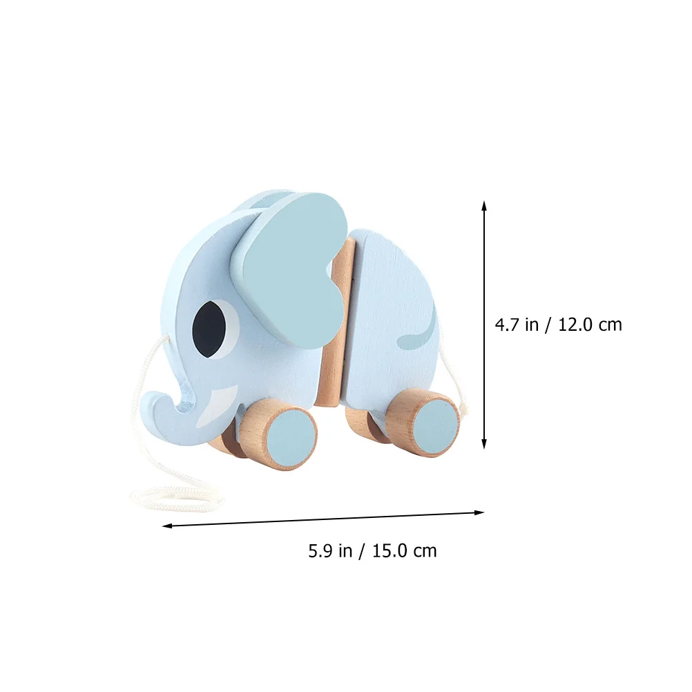 

Elephant Pull-Along Baby Walker Educational Wooden Cart Cartoon Animal Design for Toddlers Learning to Walk Fun Interactive