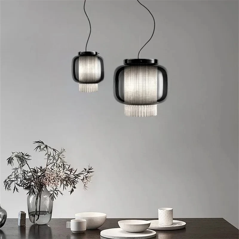 

Denmark Vintage Cylinder Glass Line Led Ceiling Pendant Lights Personality Living Room Bedroom Restaurant Kitchen Hanging Lamps