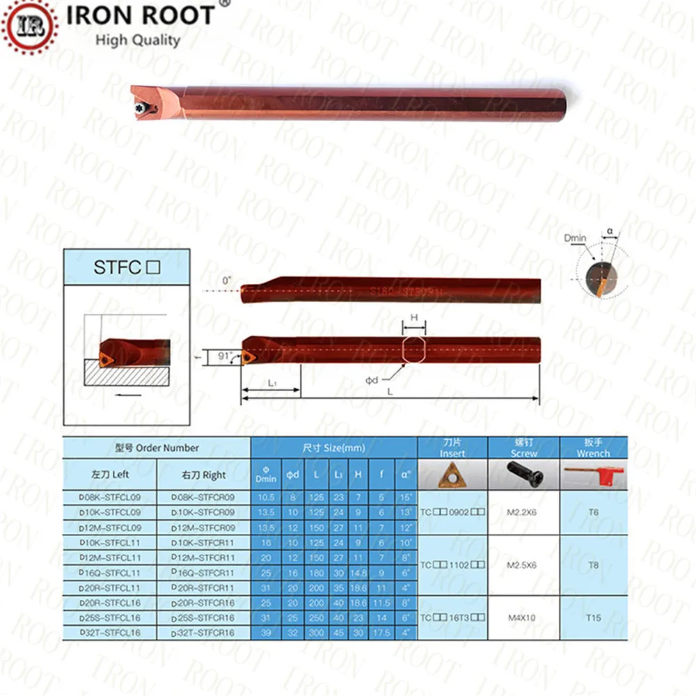 

1P D08K-STFPR09,D12M-STFPR11,CNC Metal Lathe Internal Turning Tool Holder Spring Steel Boring Bar for TCMT110204 Insertion