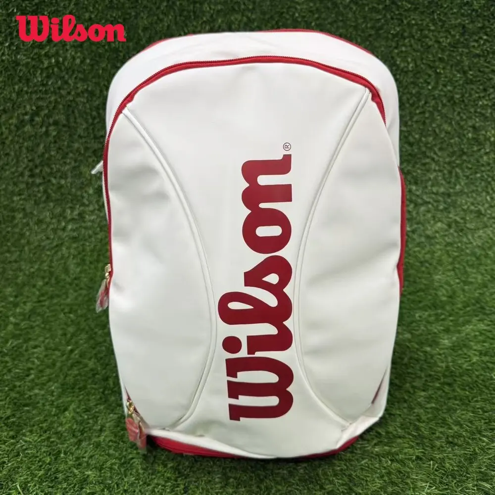 

Wilson 100th Anniversary Tennis Backpack with White and Red Edges High-Capacity Holds 2Tennis Rackets Men Women Sports Backpack