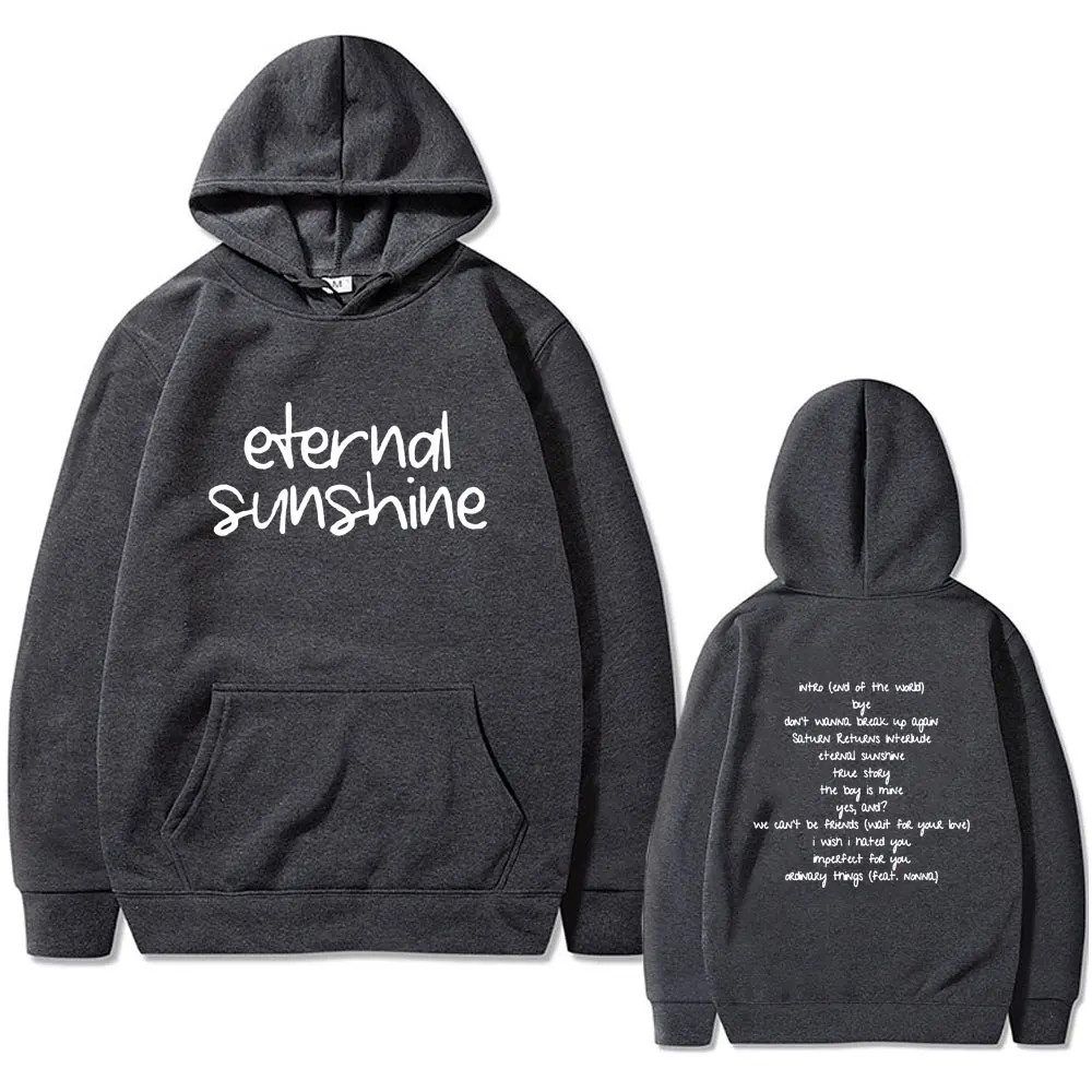 Singer Ariana Grande Eternal Sunshine Letter Logo Hoodie Unisex Casual Fleece Cotton Sweatshirt Men Women Fashion Cool Hoodies