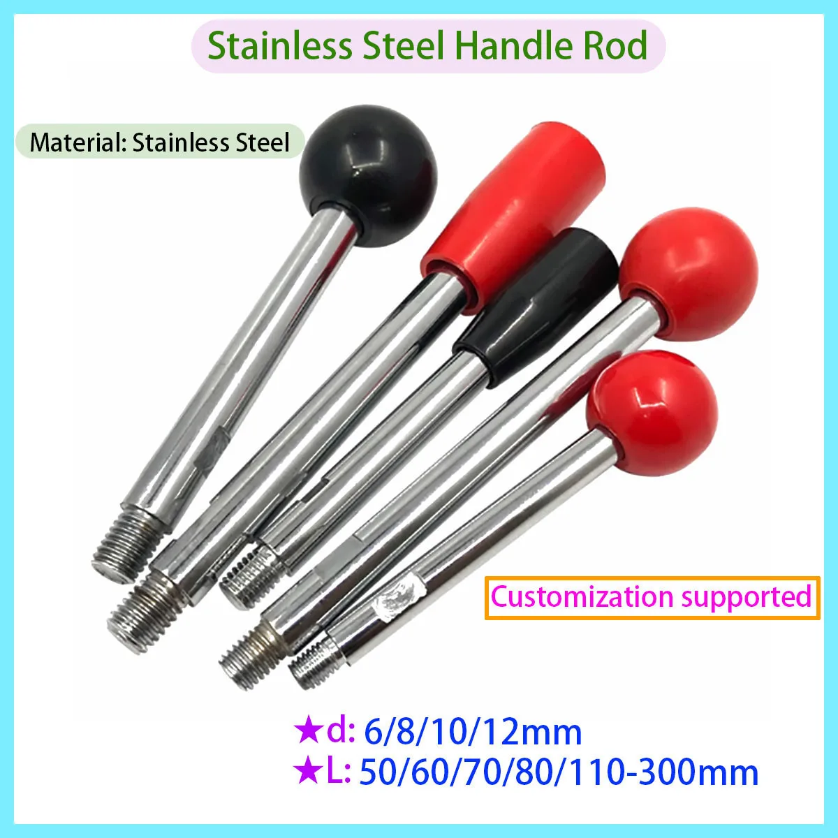 

Stainless Steel 201 Double Headed Threaded Screw Machine Control Rod Long/spherical Handle M6M8M10M12