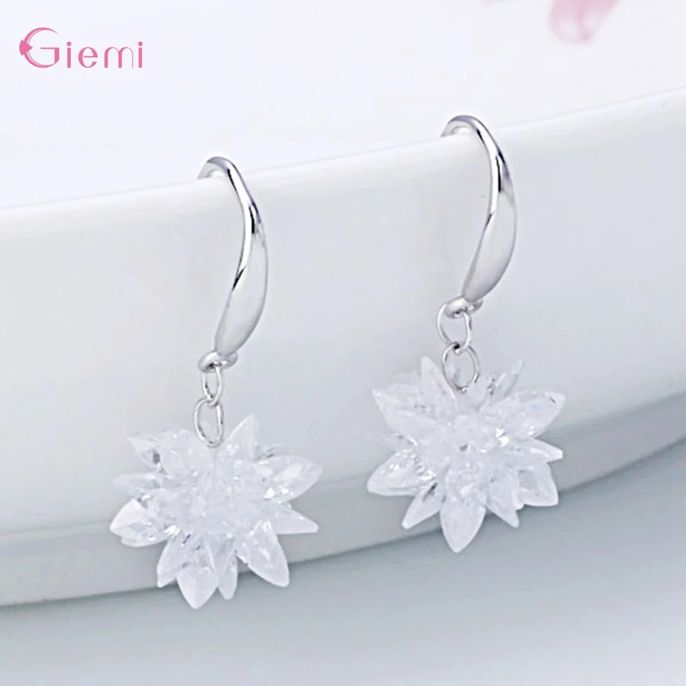 New Arrival 925 Sterling Silver Ice Snow Flower Earring Ladies Drop Snowflake Earrings Jewelry Birthday Gift Wholesale