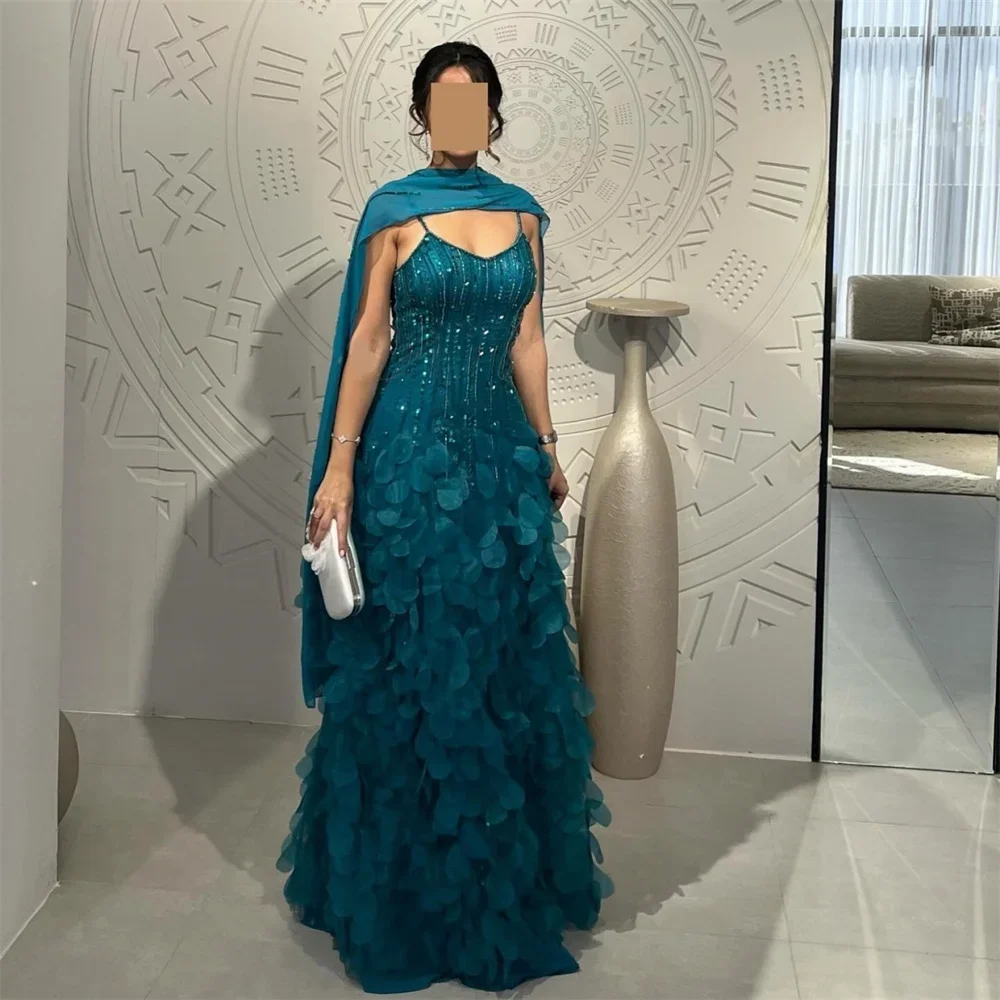 Saudi Arabia Evening Gown Dearin Jewel A-line Floor Length Skirts Flower Tulle Bespoke Occasion Dresses Formal Prom Dress